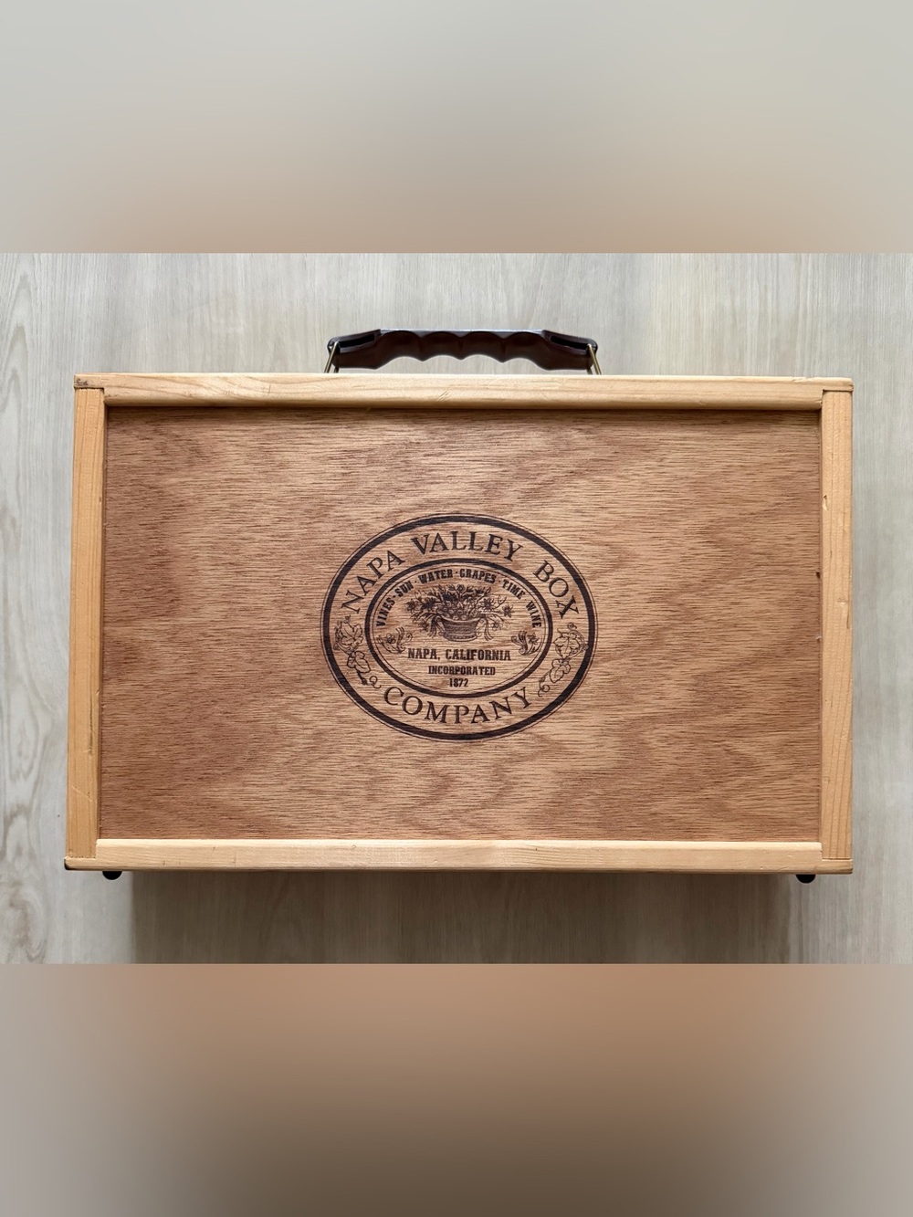 Vintage Napa Valley Company Wooden Divided Storage Case w/ Handle Organizer
